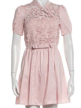 Self Portrait Soft Pink Floral Lace Mini Dress